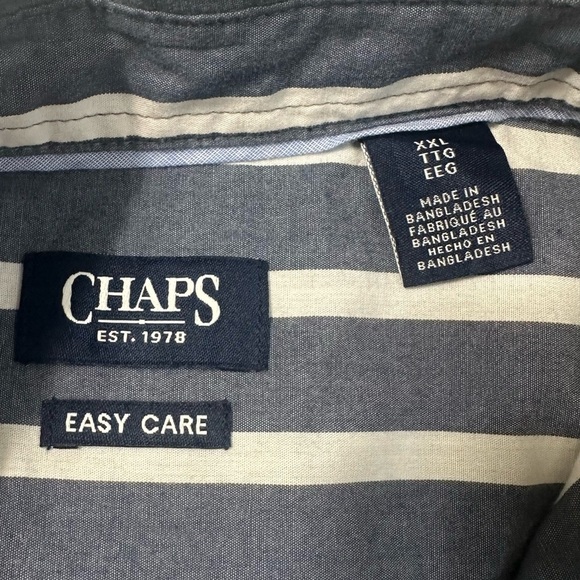 Chaps White and Gray Casual Button Down Shirt Relaxed Fit - Picture 6 of 10
